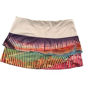 Lucky in Love women’s medium (8-10) tennis skirt in white & multi color pleats